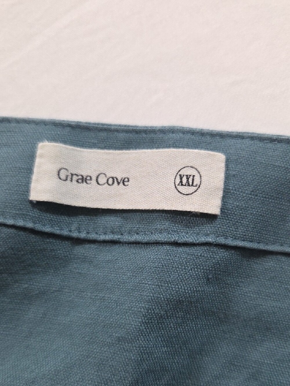 Grae Cove Light Blue V-Neck Button-Front Midi Dress Elastic Waist Lagenlook - Picture 6 of 12
